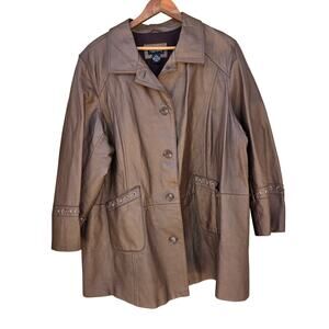 Maggie Barnes Genuine Leather Jacket Bronze Plus Size 2X 22/24